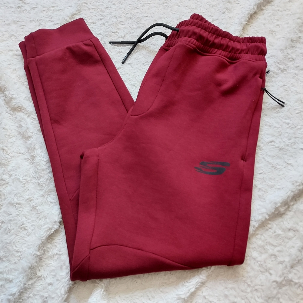 Skechers Sport Maroon Jogger Sweat Pants Medium Comfort Casual Athleisure Gym